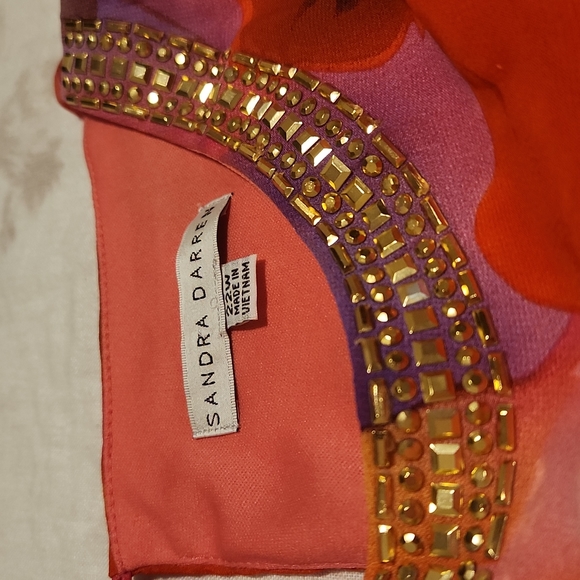 2 piece 22W multi color pleated dress with gold accents shrug 2X - Picture 4 of 7